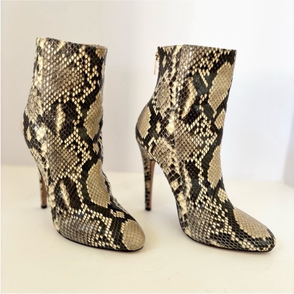 Jimmy Choo Ankle Boots Stiletto Python Snakeskin Archival Leather Black Size 40 - Picture 2 of 15
